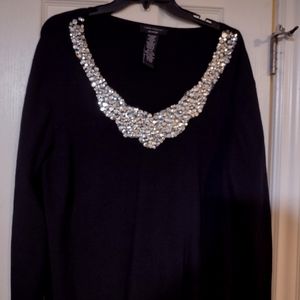Black Dressy Sweater with Silver Sequence Size 3X